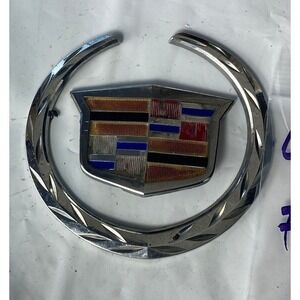 Cadillac Crest & Wreath Emblem‎ Chrome Multicolor Shield Badge